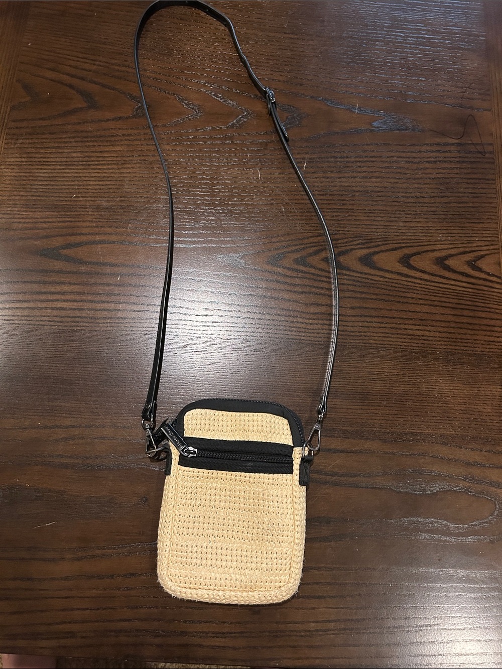 HAUTE SHORE Straw Crossbody with Black Trim